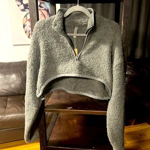 NWT.  Skims cropped 3/4 zip teddy pullover. Color is gunmetal.
